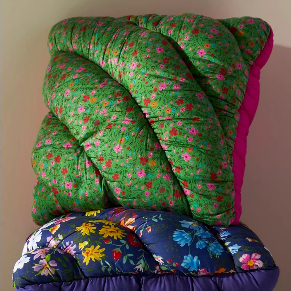 Anthropology, Polaire Floral Quilted Square Pillow.